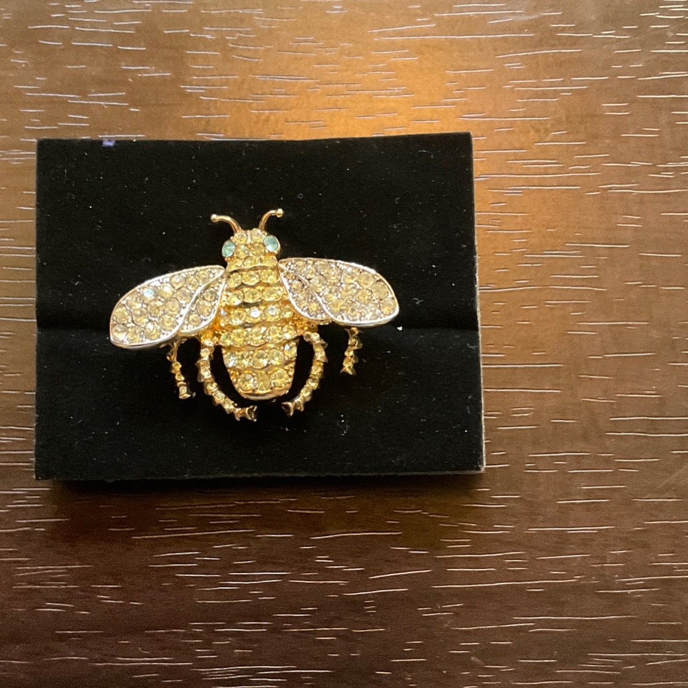 Kenneth Jay Lane Gold Bee Pin with Rhinestones